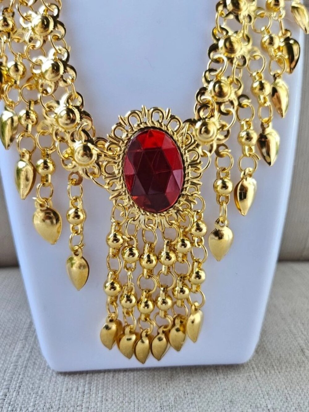 Women Forehead Jewelry Arabic Traditional Necklace Gold Tone Fashion Jewelry - Picture 9 of 11